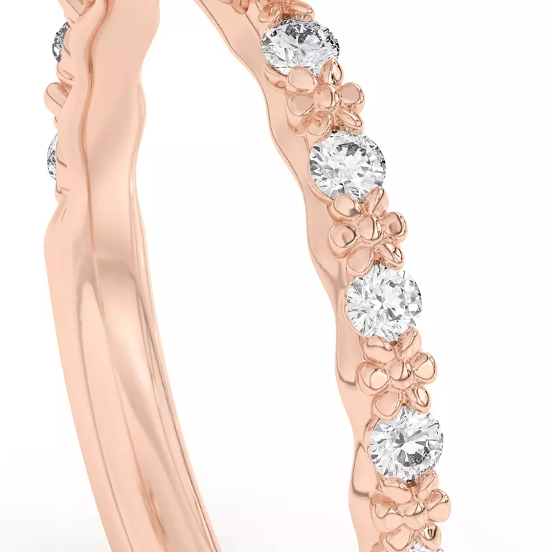 Rose Gold 18k & White Gold 18k Blooming Petal Pavé Engagement Ring
