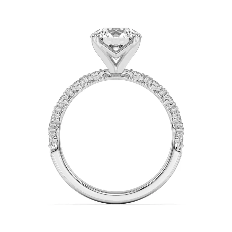 18K White Gold Blooming Petal Pavé Engagement Ring