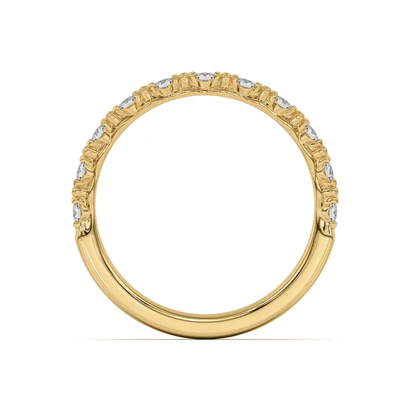18K Yellow Gold Blooming Petal Pavé Band