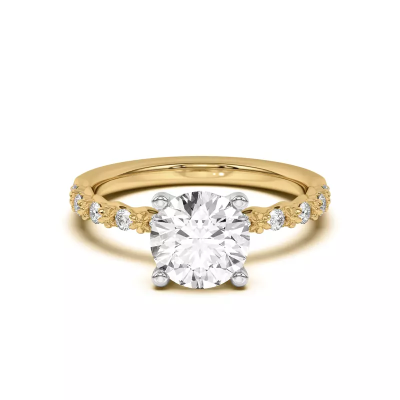 Yellow Gold 18k & White Gold 18k Blooming Petal Pavé Engagement Ring