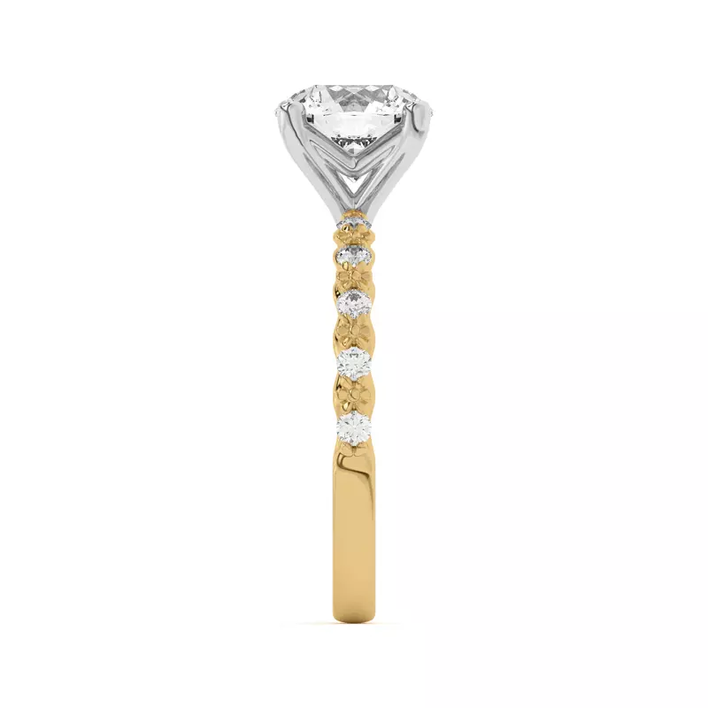 Yellow Gold 18k & White Gold 18k Blooming Petal Pavé Engagement Ring