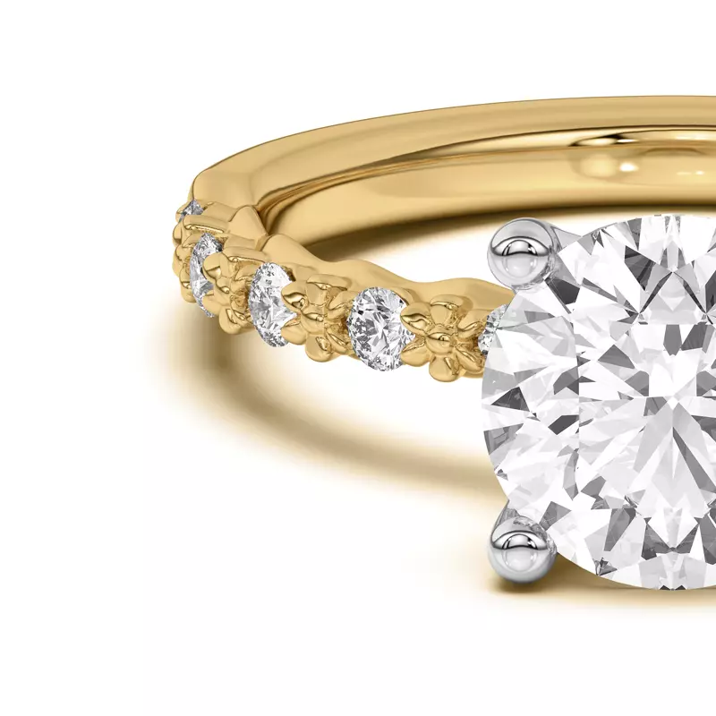 Yellow Gold 18k & White Gold 18k Blooming Petal Pavé Engagement Ring
