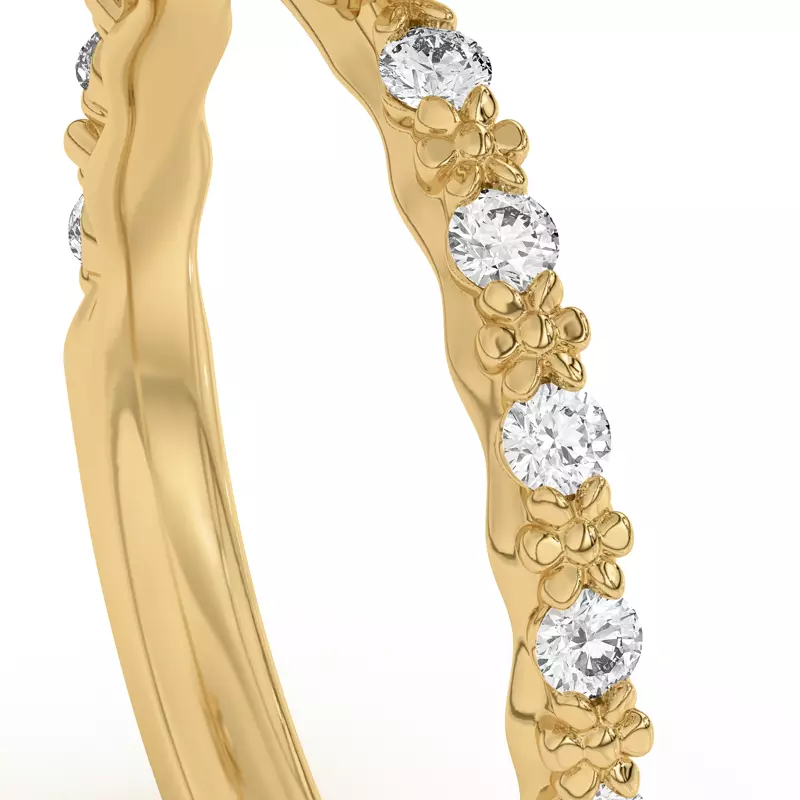 Yellow Gold 18k & White Gold 18k Blooming Petal Pavé Engagement Ring