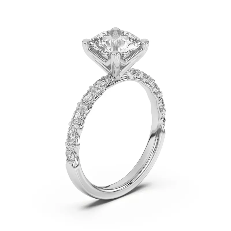 Platinum Blooming Petal Pavé Engagement Ring