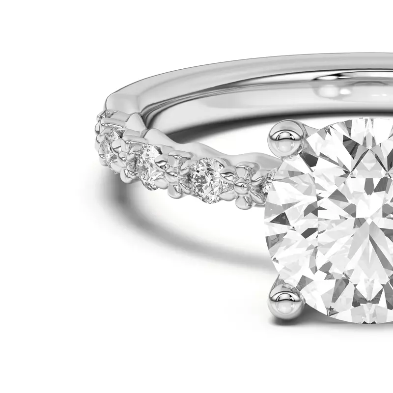 Platinum Blooming Petal Pavé Engagement Ring