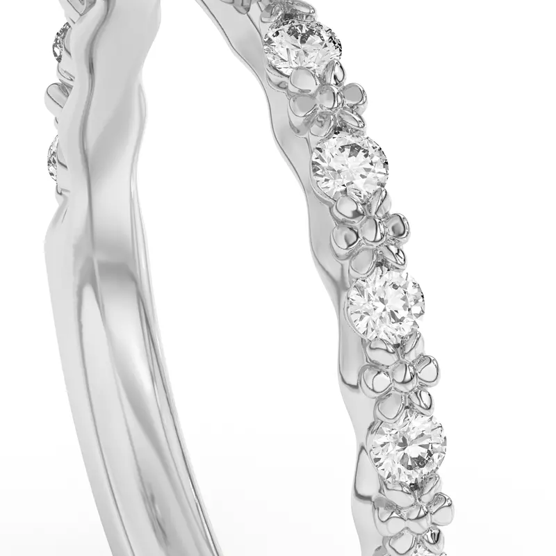 Platinum Blooming Petal Pavé Engagement Ring