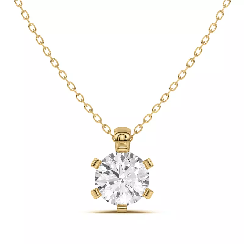 14K Yellow Gold Celestial Prong Solitaire Pendant