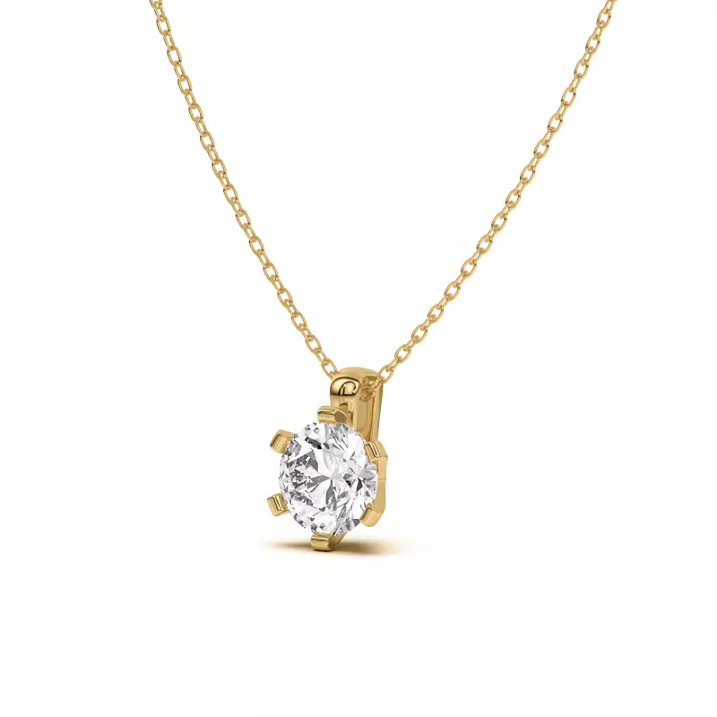 14K Yellow Gold Celestial Prong Solitaire Pendant