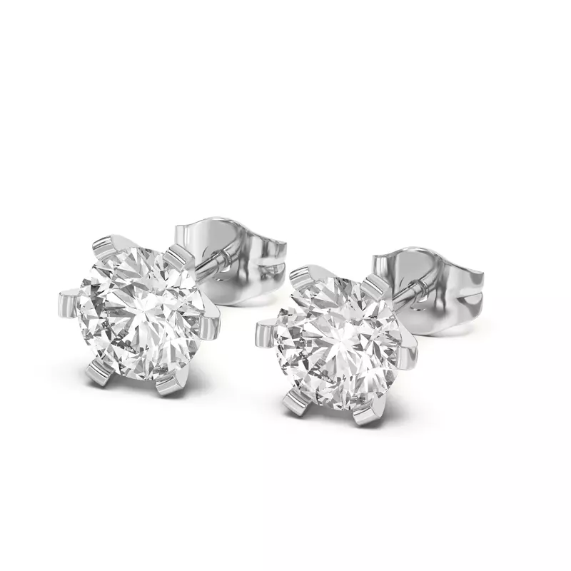 18K White Gold Celestial Prong Diamond Earrings