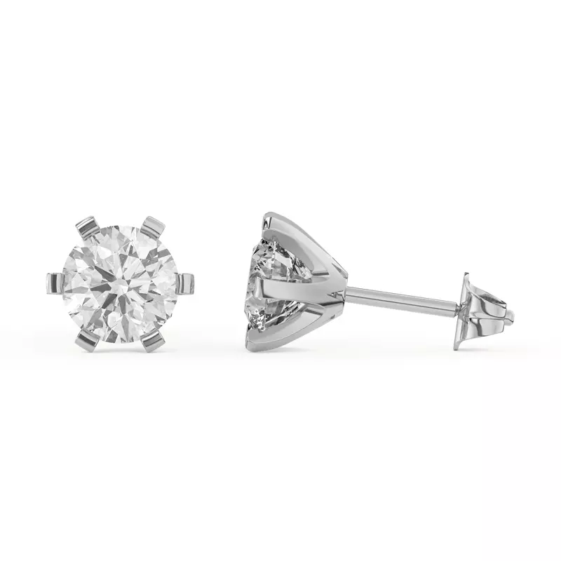 18K White Gold Celestial Prong Diamond Earrings