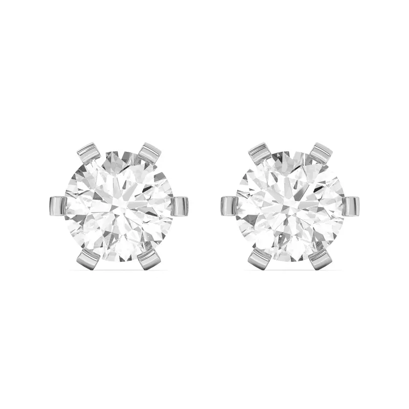 18K White Gold Celestial Prong Diamond Earrings