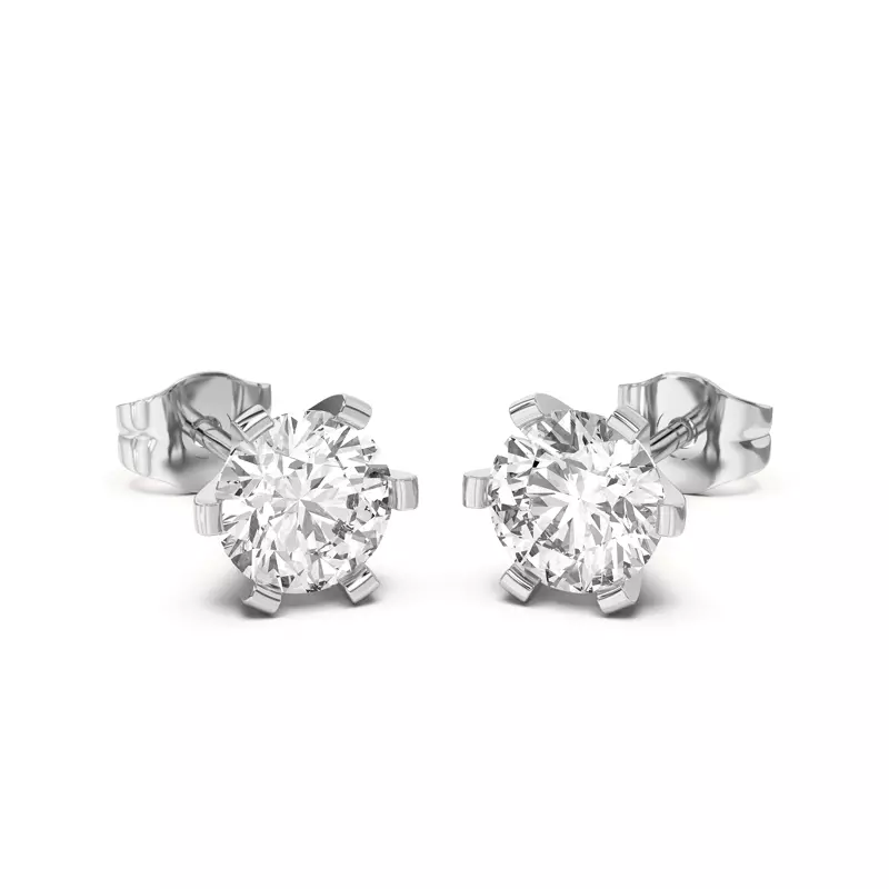 18K White Gold Celestial Prong Diamond Earrings