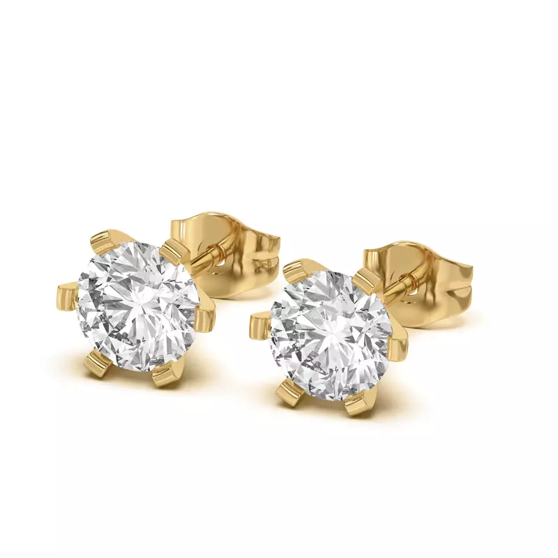 18K Yellow Gold Celestial Prong Diamond Earrings