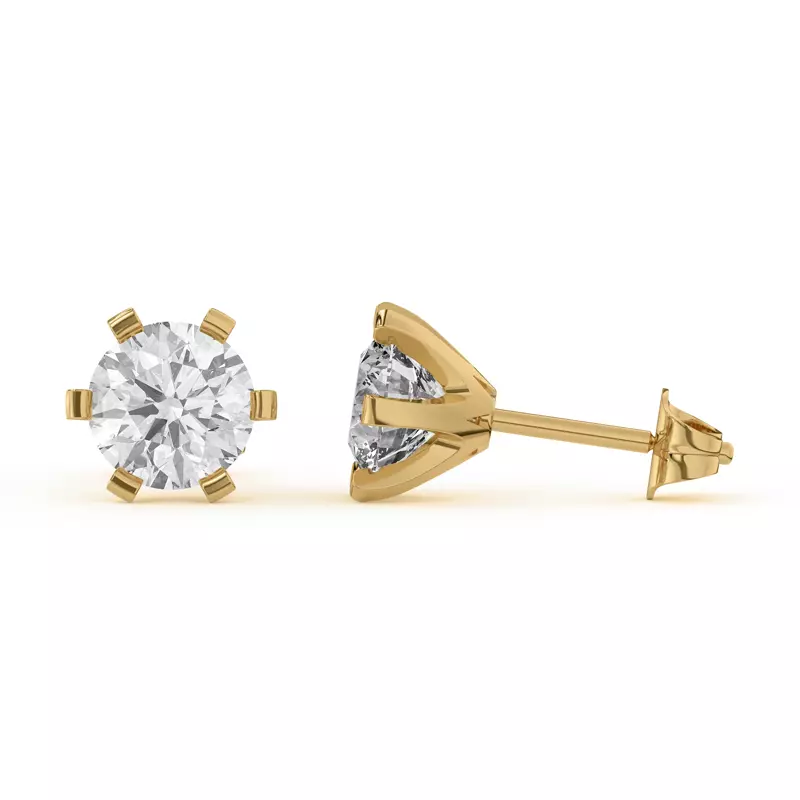 18K Yellow Gold Celestial Prong Diamond Earrings