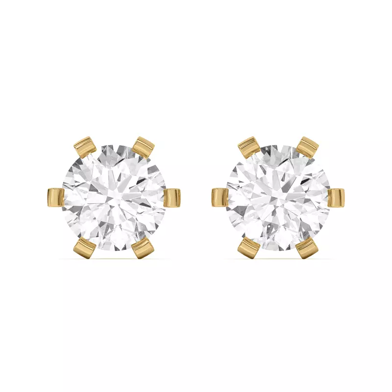 18K Yellow Gold Celestial Prong Diamond Earrings