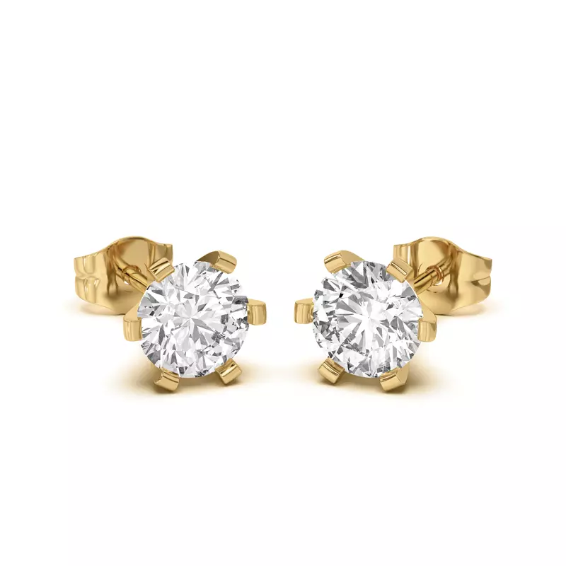 18K Yellow Gold Celestial Prong Diamond Earrings