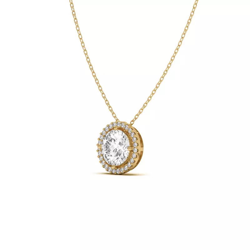 18K Yellow Gold Ella Compass Halo Pendant