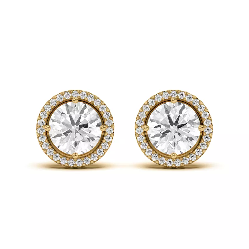 14K Yellow Gold Ella Compass Halo Earrings