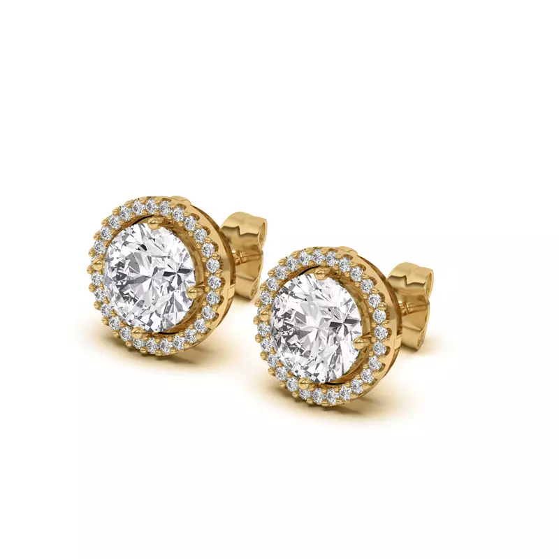 14K Yellow Gold Ella Compass Halo Earrings