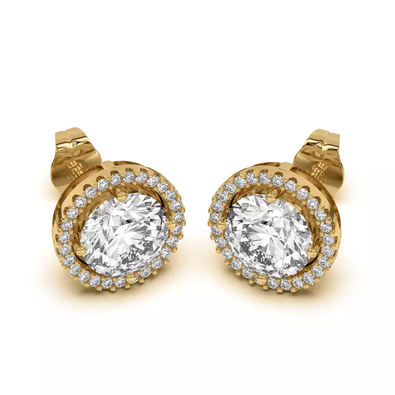 14K Yellow Gold Ella Compass Halo Earrings