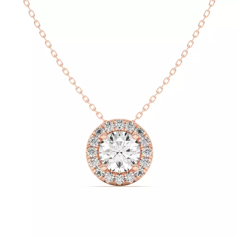 14K Rose Gold Eva Classic Halo Pendant