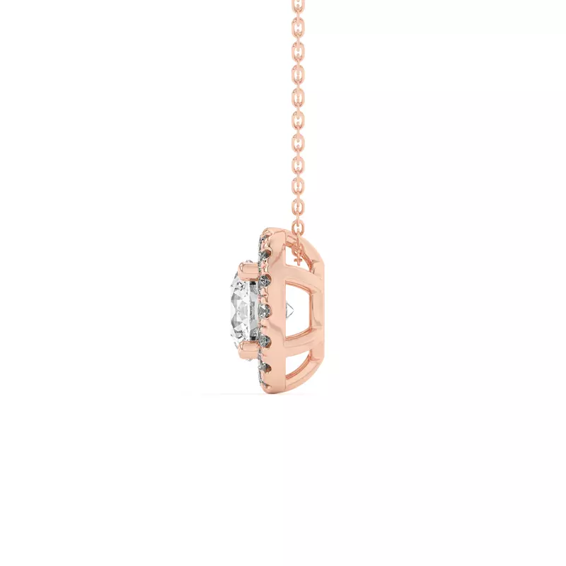 14K Rose Gold Eva Classic Halo Pendant