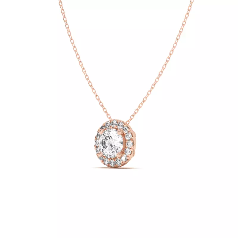 14K Rose Gold Eva Classic Halo Pendant