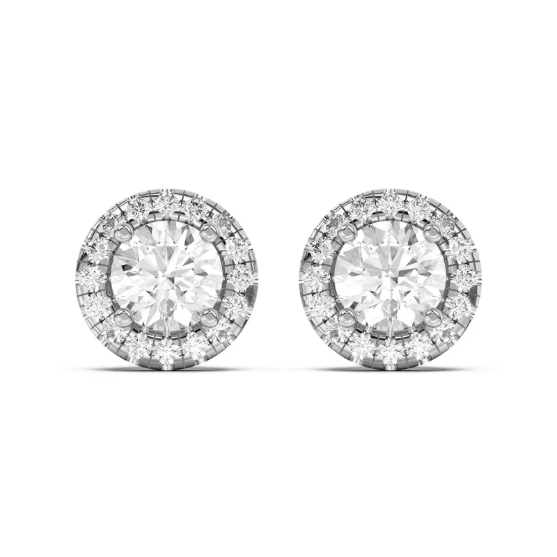 18K White Gold Eva Classic Halo Earrings