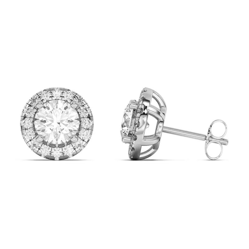 18K White Gold Eva Classic Halo Earrings