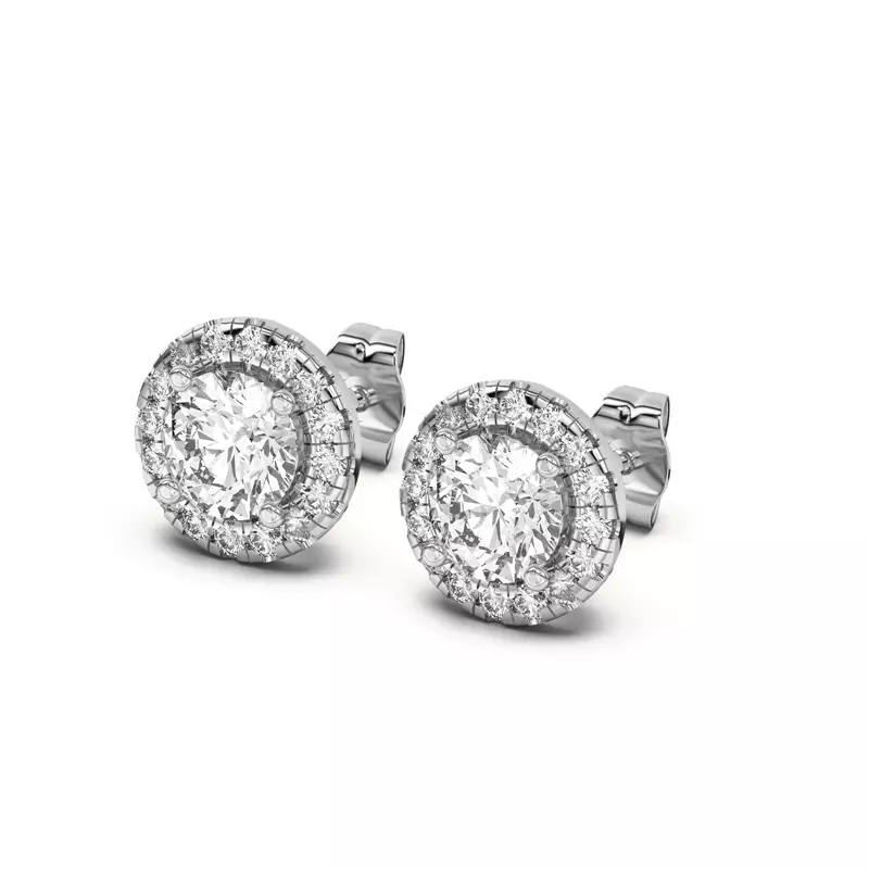 18K White Gold Eva Classic Halo Earrings