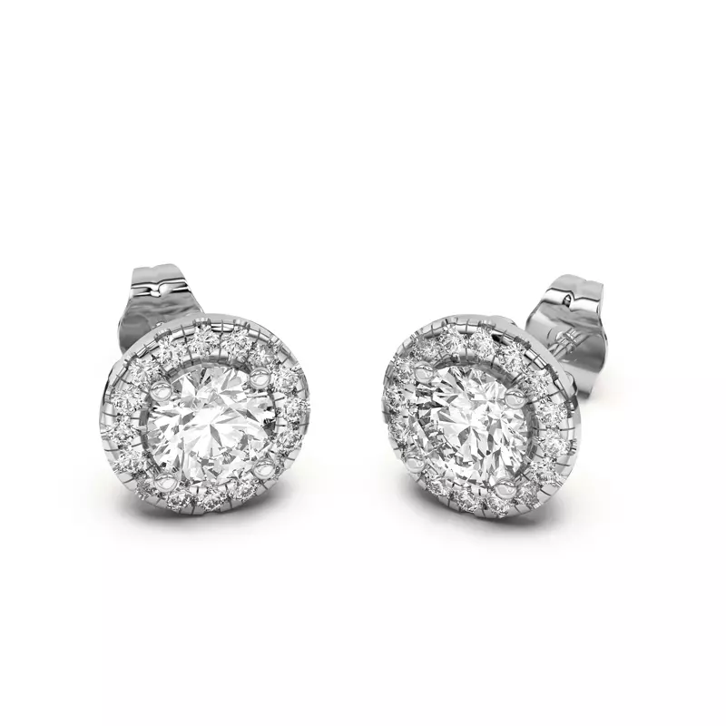 18K White Gold Eva Classic Halo Earrings