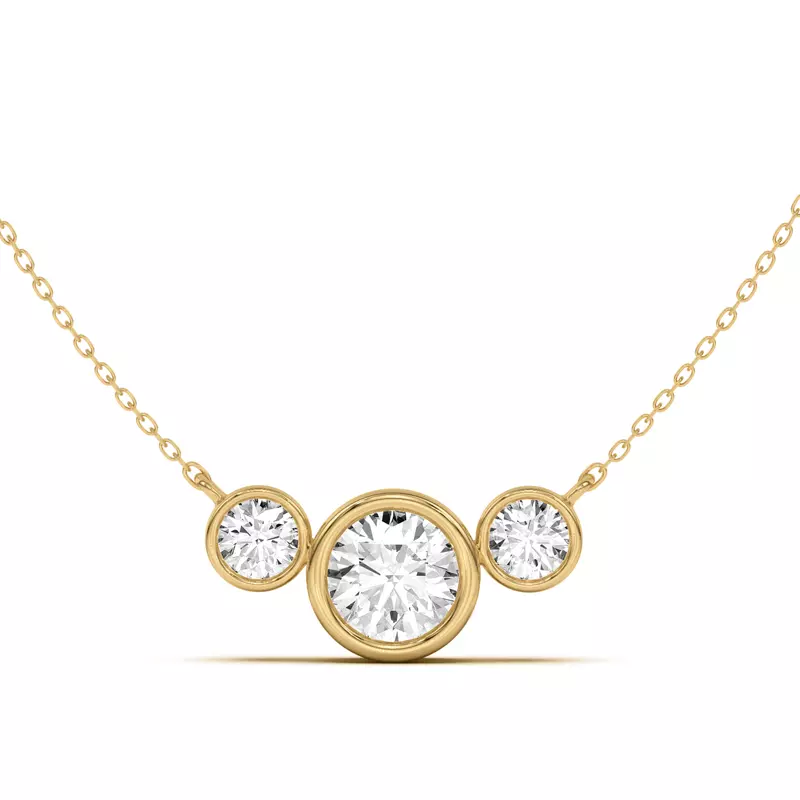 14K Yellow Gold Classic Three-Stone Bezel Lab Diamond Pendant