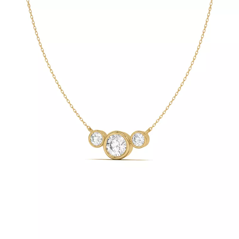 14K Yellow Gold Classic Three-Stone Bezel Lab Diamond Pendant