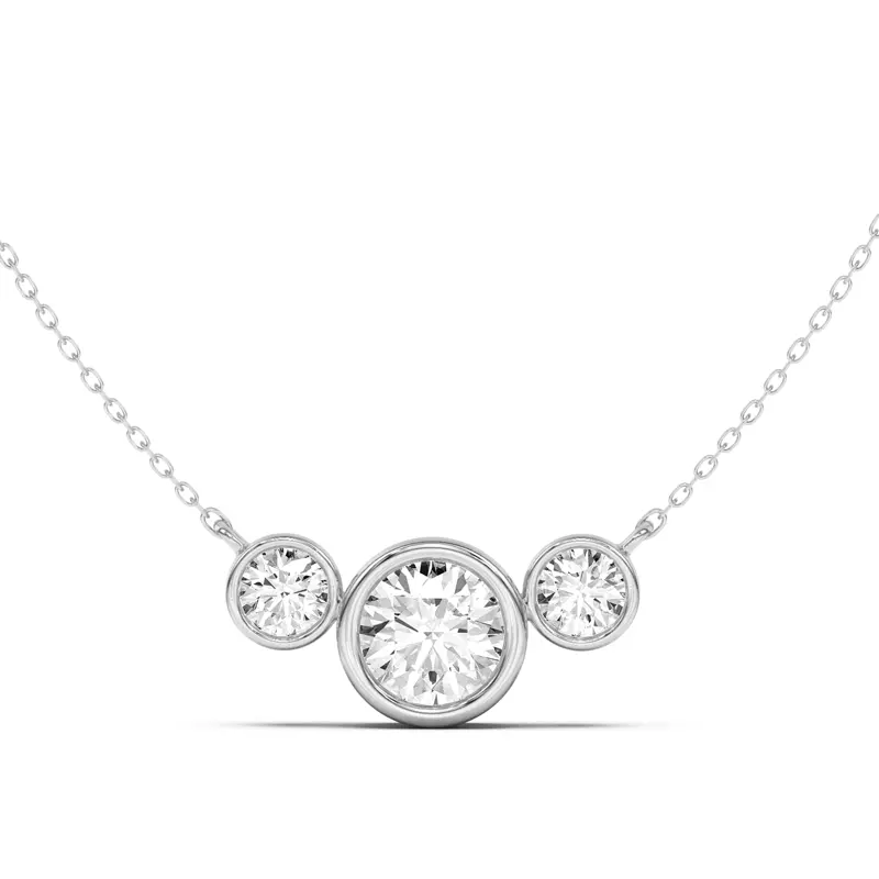 Platinum Classic Three-Stone Bezel Diamond Pendant
