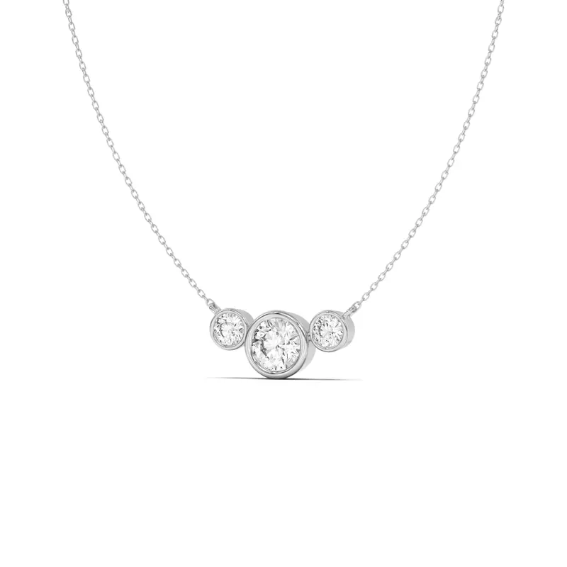Platinum Classic Three-Stone Bezel Diamond Pendant