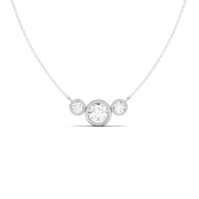 Platinum Classic Three-Stone Bezel Diamond Pendant
