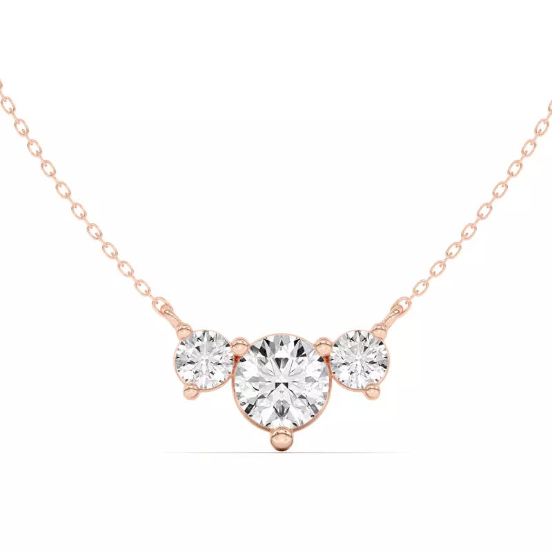 14K Rose Gold Classic Three-Stone Diamond Pendant