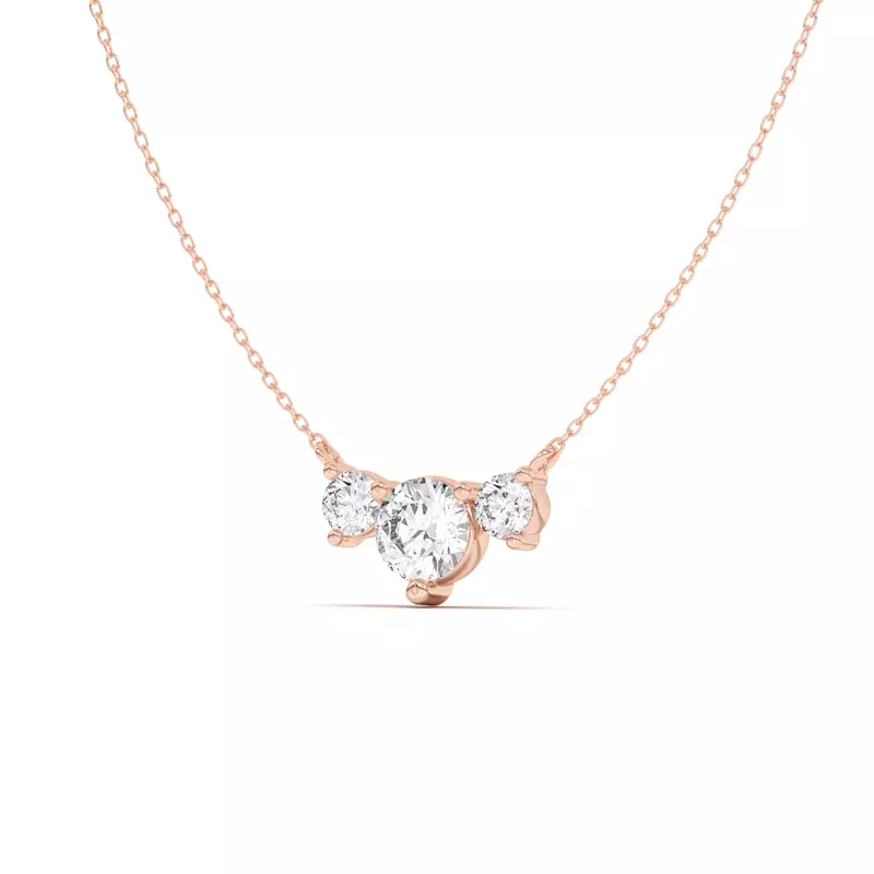 14K Rose Gold Classic Three-Stone Diamond Pendant