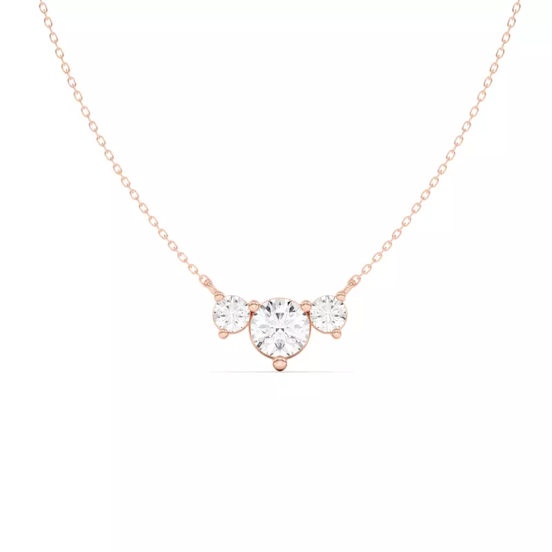 14K Rose Gold Classic Three-Stone Diamond Pendant