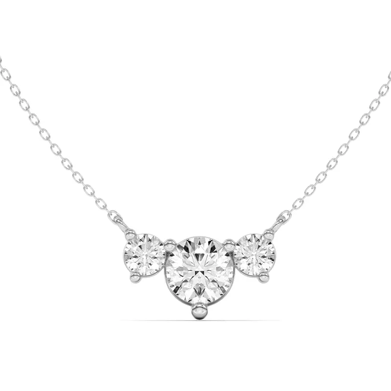 14K White Gold Classic Three-Stone Diamond Pendant