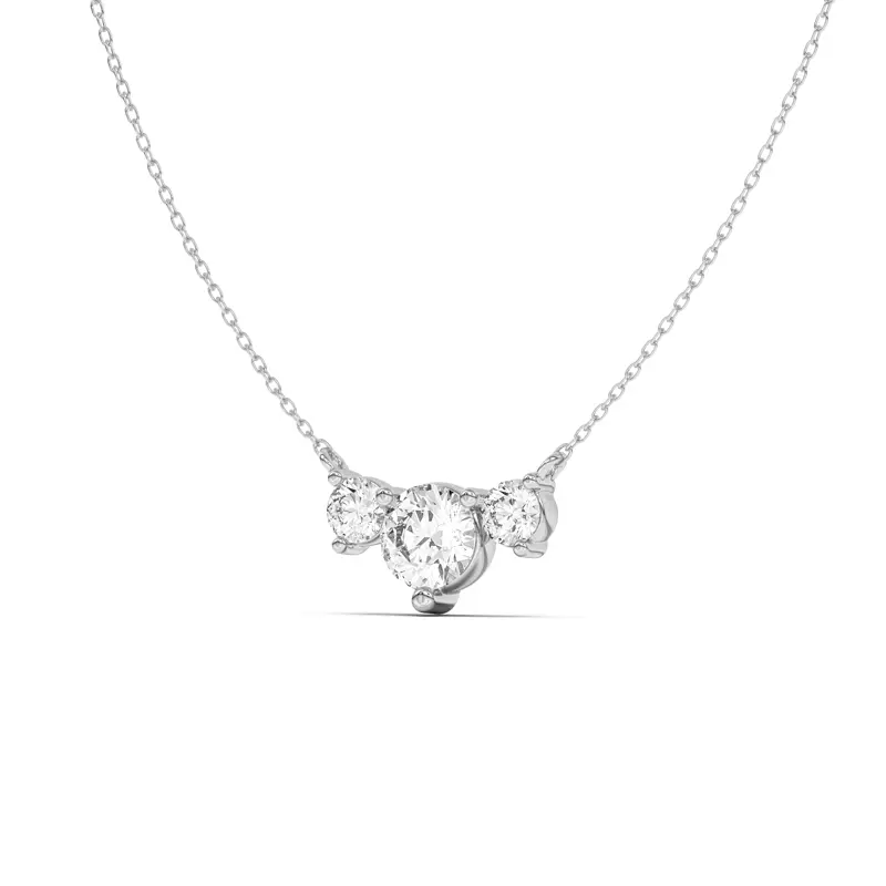 14K White Gold Classic Three-Stone Diamond Pendant
