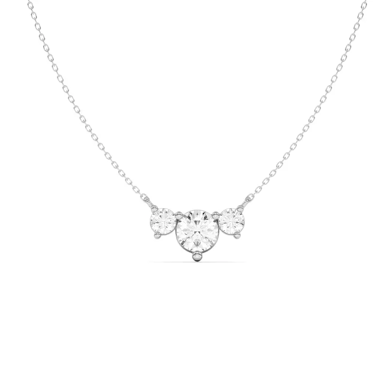 14K White Gold Classic Three-Stone Diamond Pendant