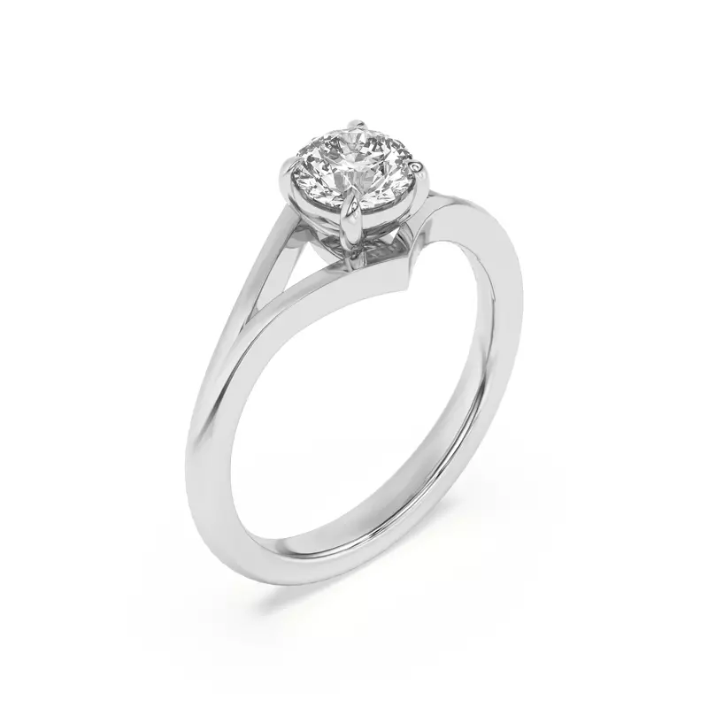 14K White Gold Ruthie Chevron Duo Engagement Ring