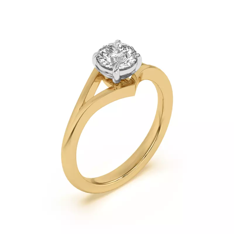 Yellow Gold 14k & White Gold 14k Ruthie Chevron Duo Engagement Ring