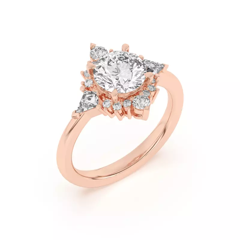 14K Rose Gold Steph Kite Halo Engagement Ring