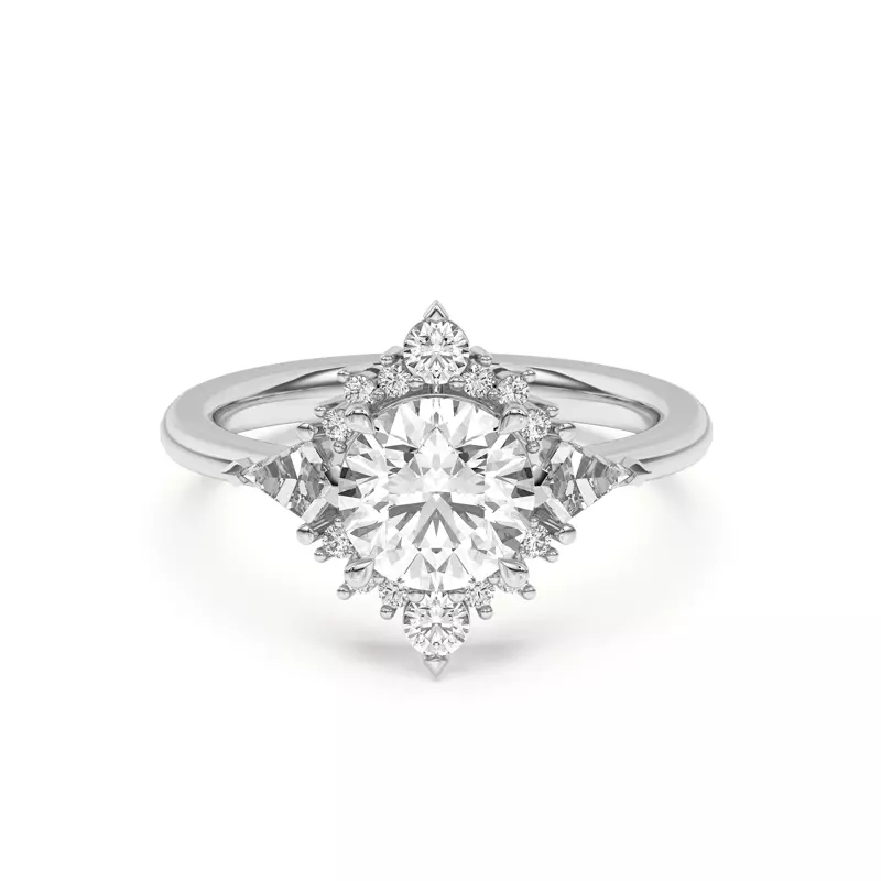 14K White Gold Steph Kite Halo Engagement Ring