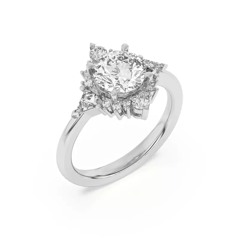 14K White Gold Steph Kite Halo Engagement Ring