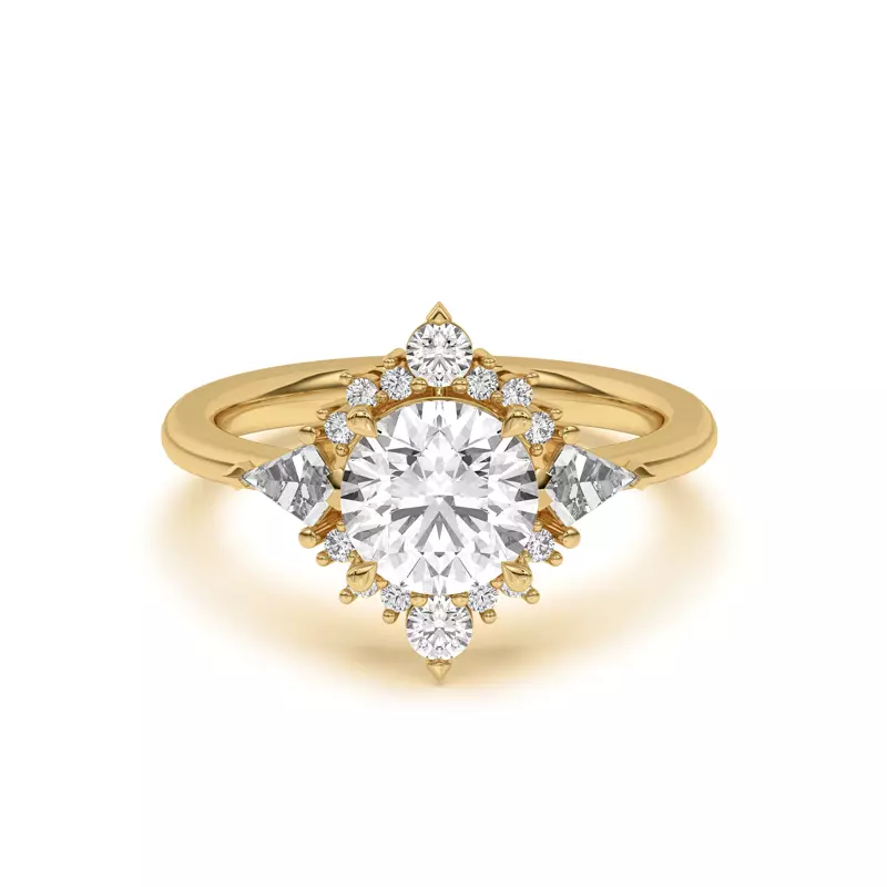 14K Yellow Gold Steph Kite Halo Engagement Ring