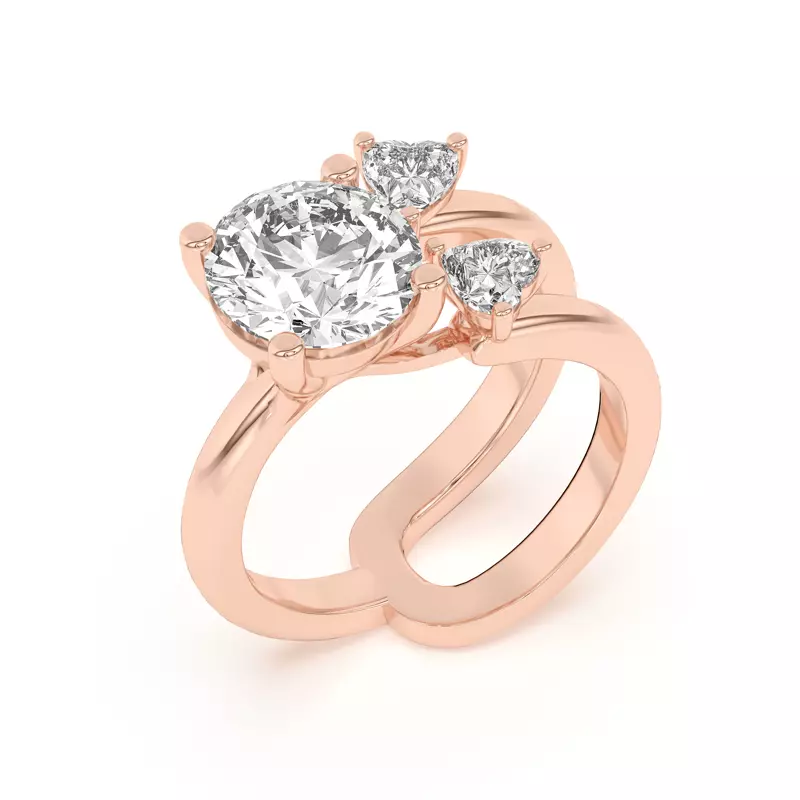 14K Rose Gold Tor Heart Duo