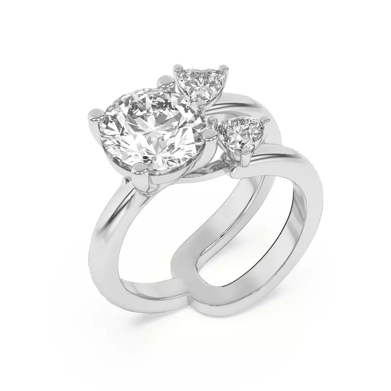 14K White Gold Tor Heart Duo